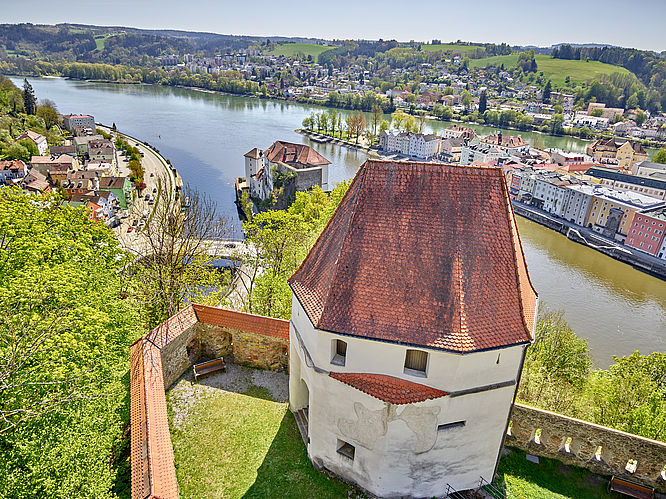 Oberhausmuseum Passau Veste Oberhaus, Drei-Flüsse-Blick