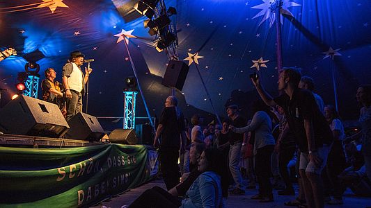 Besucher beim Hessischen Bluesfestival im Laubacher Schlosspark
