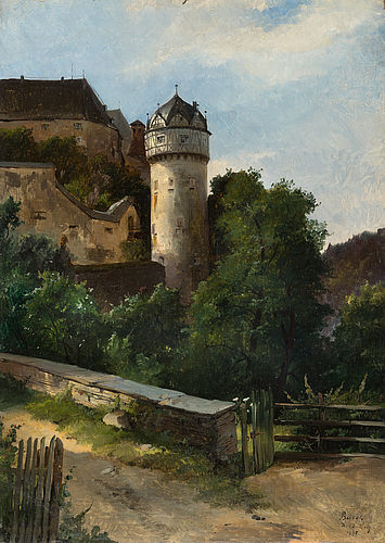 Friedrich Preller - Schloß Burgk - Öl auf Pappe - 1885