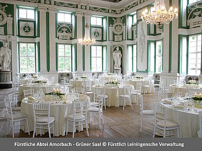 Grüner Saal der Fürstlichen Abtei Amorbach - historischer Prunksaal für Feiern und Tagungen