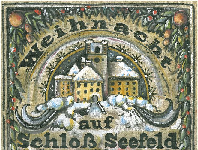 Plakat: Weihnacht auf Schloss Seefeld - Christkindlmarkt der Seefelder Ortsvereine und Hobbykünstler